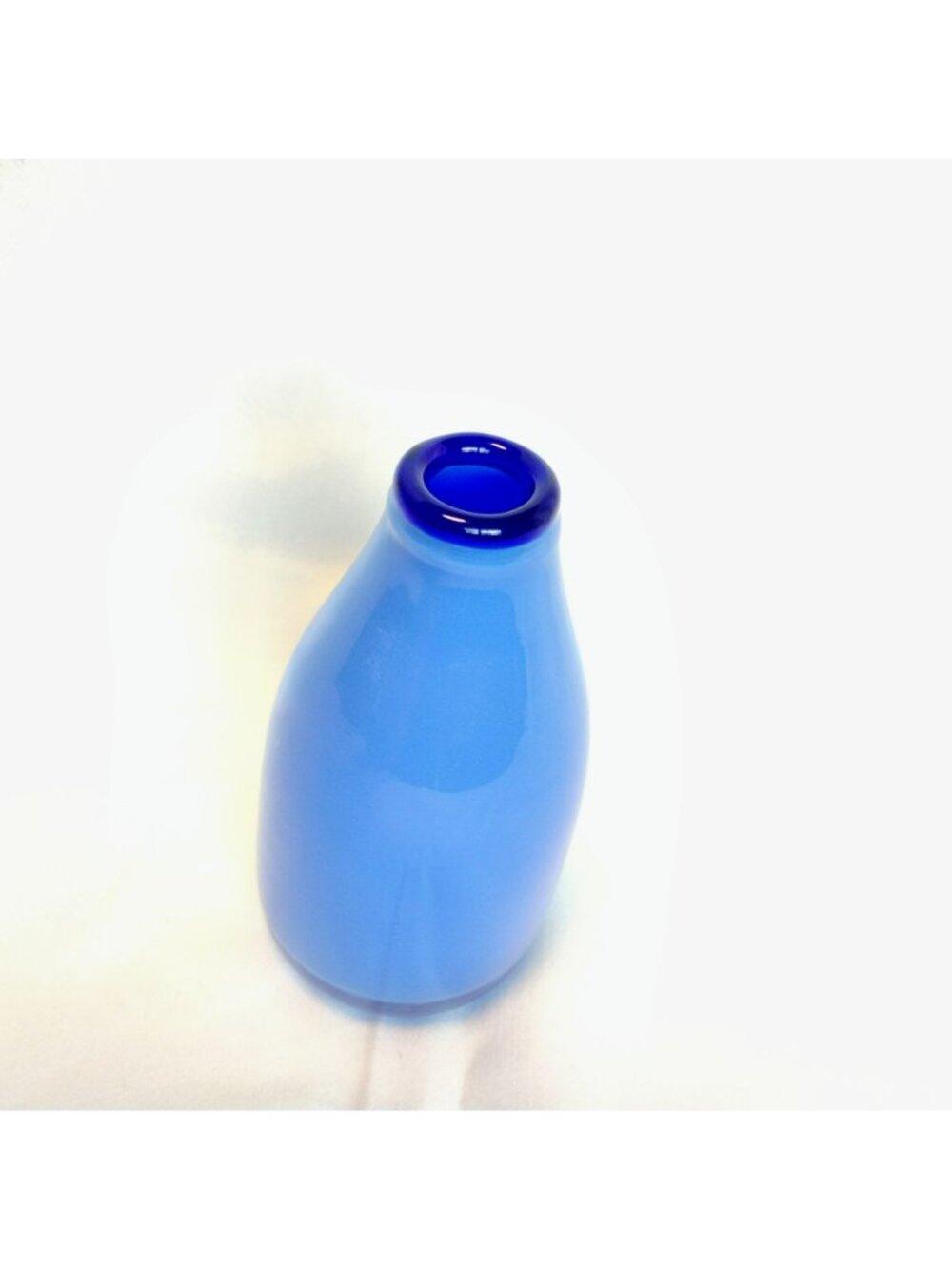Cased Blue Glass Bud Vase With Glossy Finish 5" Modern Decorative Accent - Picture 6 of 7
